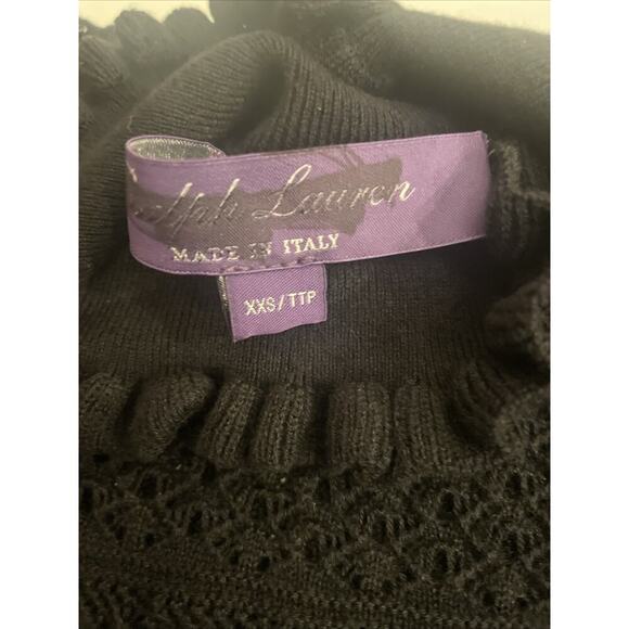 Ralph Lauren Collection Lace Puff-Sleeve Black Sweater Dress Cashmere Midi XXS 0 - Picture 8 of 9